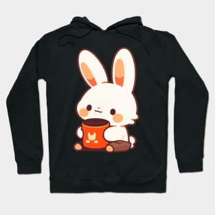 Kawaii bunny drinking hot chocolate Hoodie